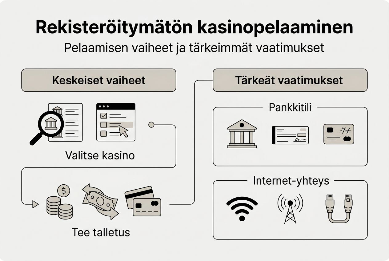 Infograafi: Näin pelaaminen sujuu ilman rekisteröitymistä
