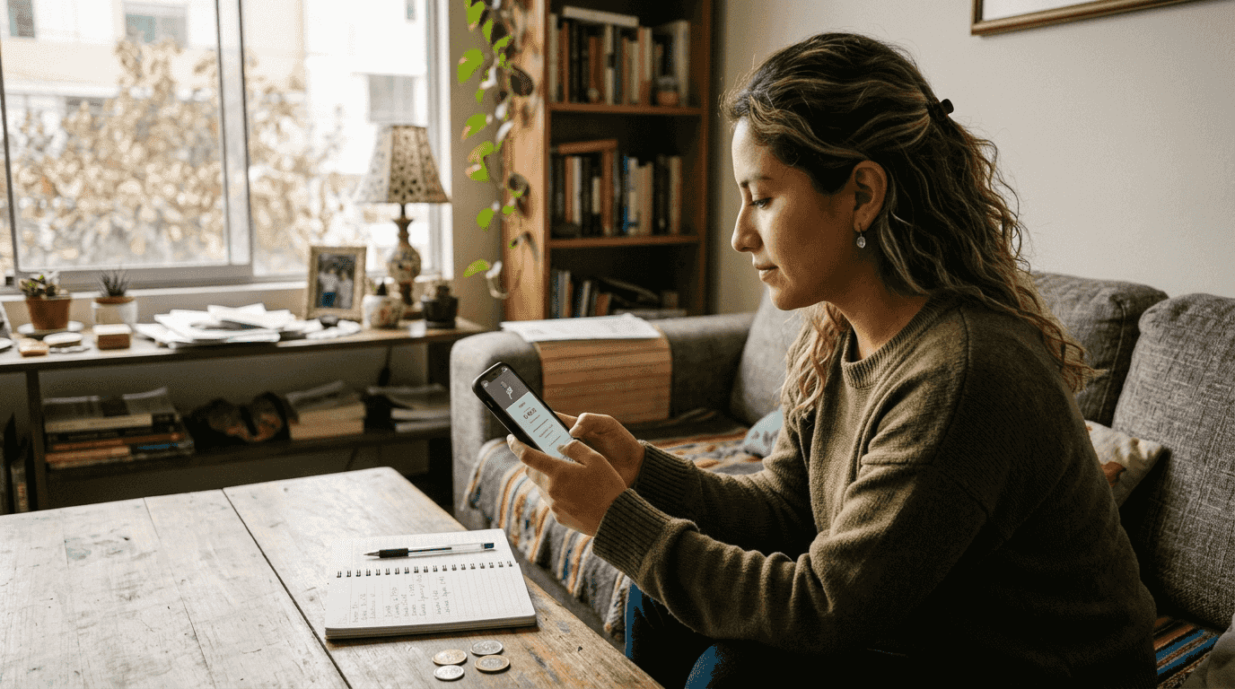Mujer cobrando sus premios del casino a través de Yape en su celular