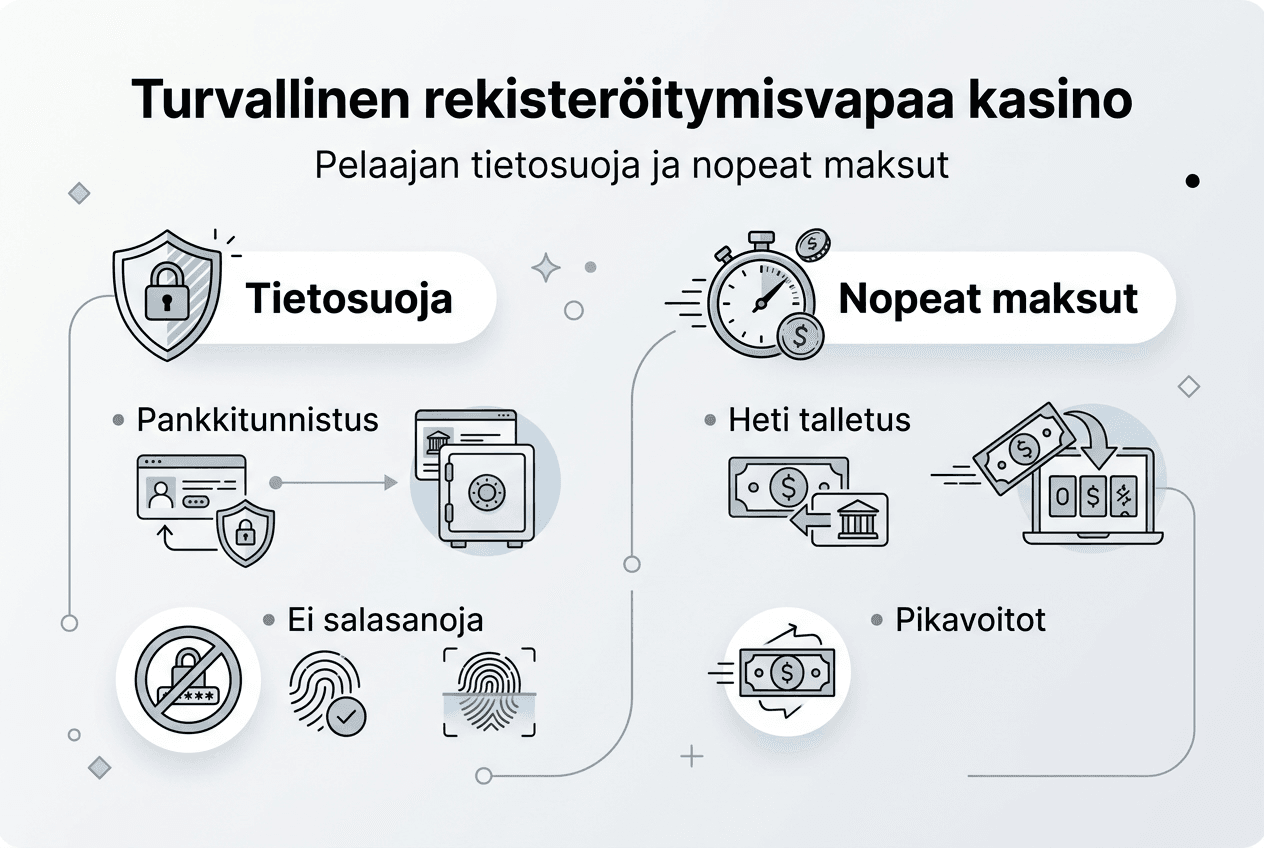 Infografiikka siitä, miksi rekisteröintivapaa kasino on turvallinen valinta