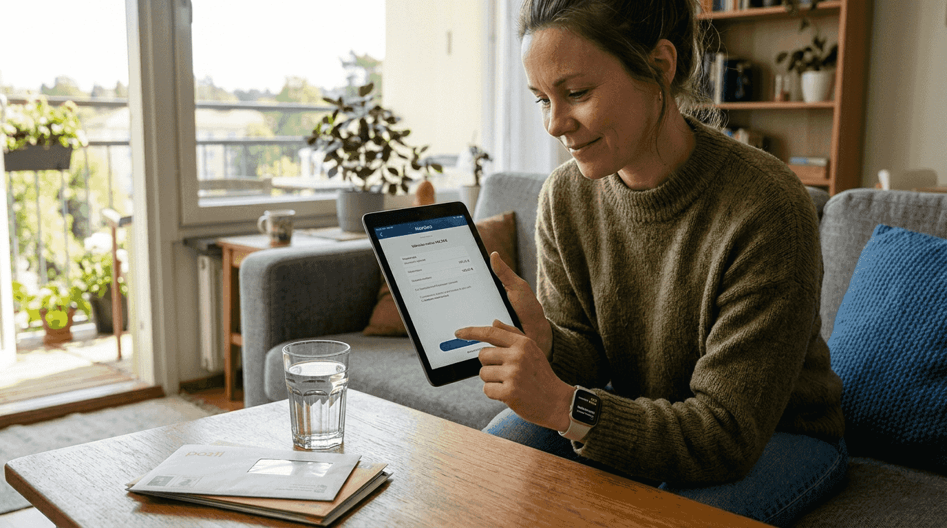 Nainen hoitaa kasinon pikasiirron kätevästi tabletilla.