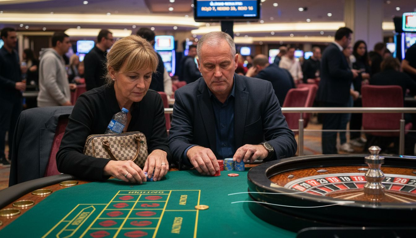 Jugadores apostando en las secciones externas de la ruleta