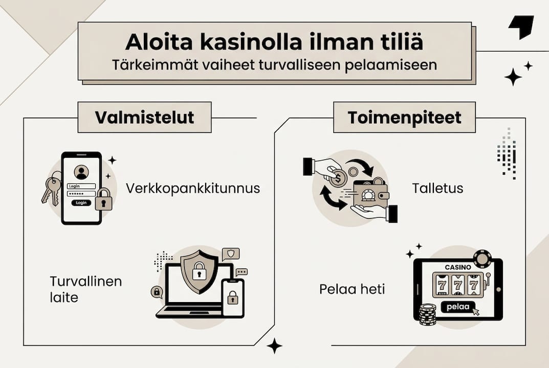 Vaiheittainen opas pelaamiseen ilman rekisteröitymistä – infograafi