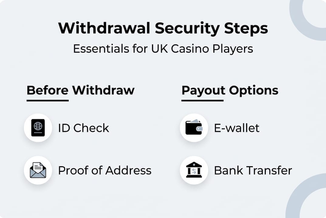 Infographic summarizing withdrawal and payment steps