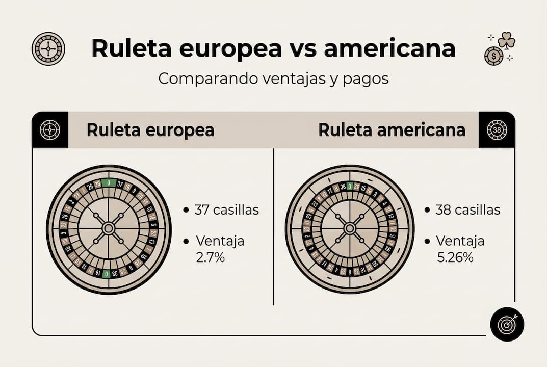 Infografía: ¿En qué se diferencian la ruleta europea y la americana?