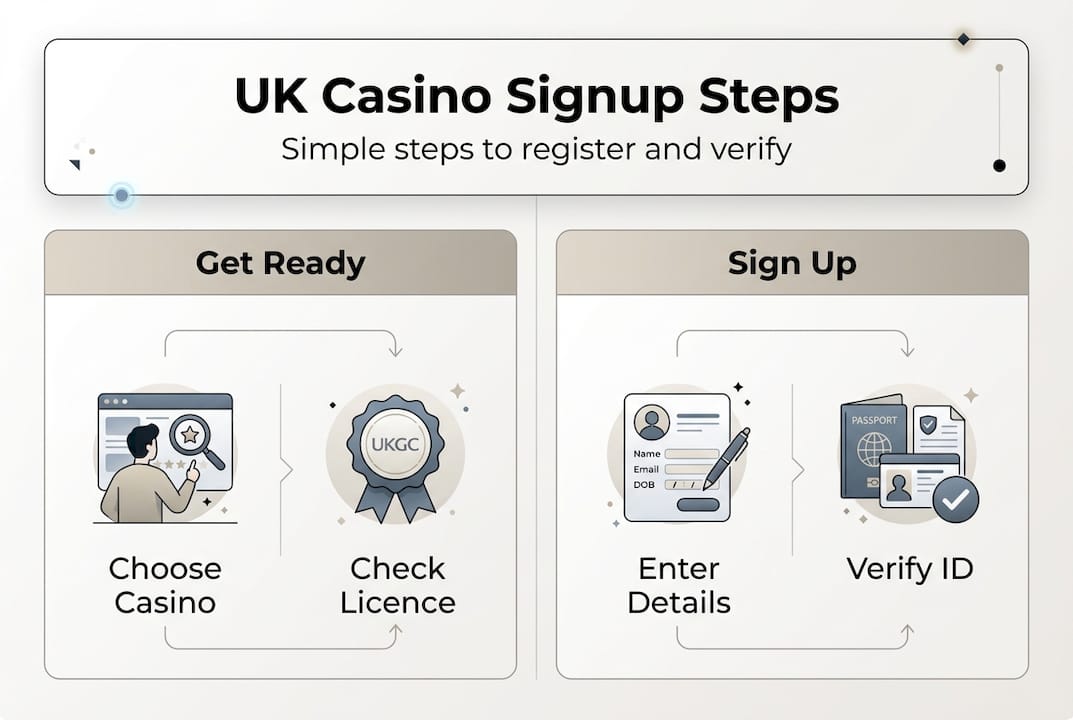 Infographic showing UK casino signup steps