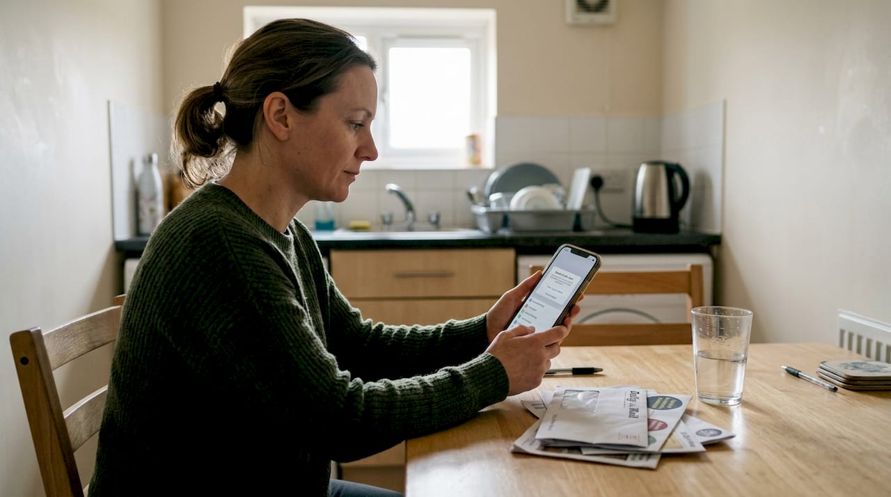 Woman receives reality check alert on phone