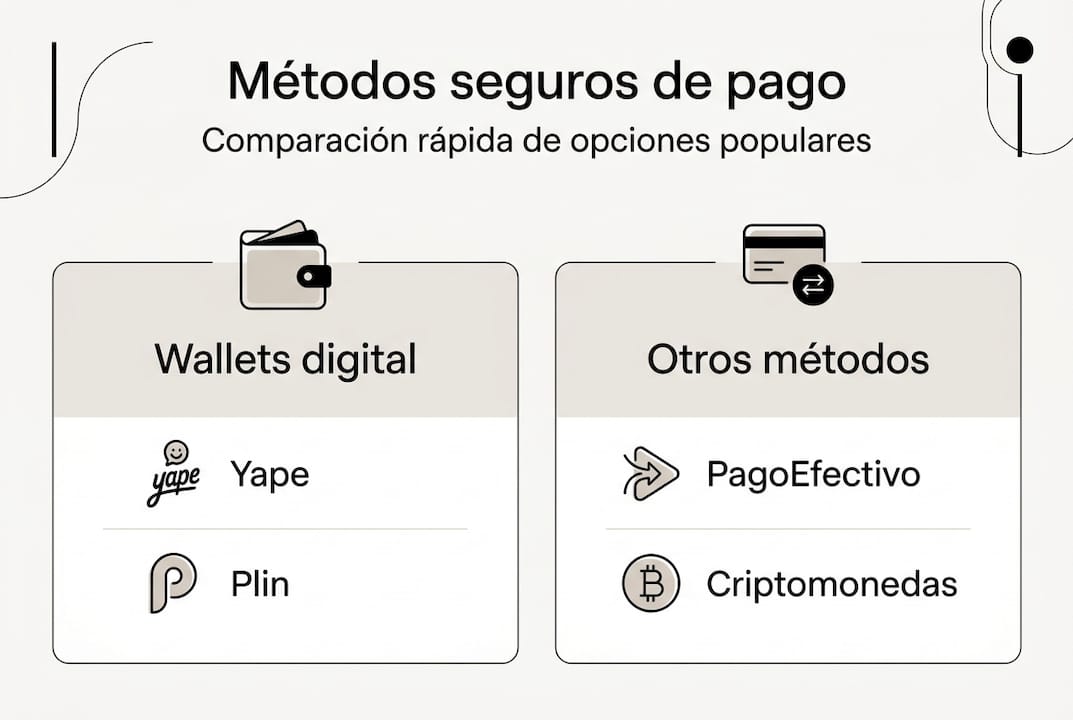 Infografía: comparativa de los métodos de pago más utilizados en casinos