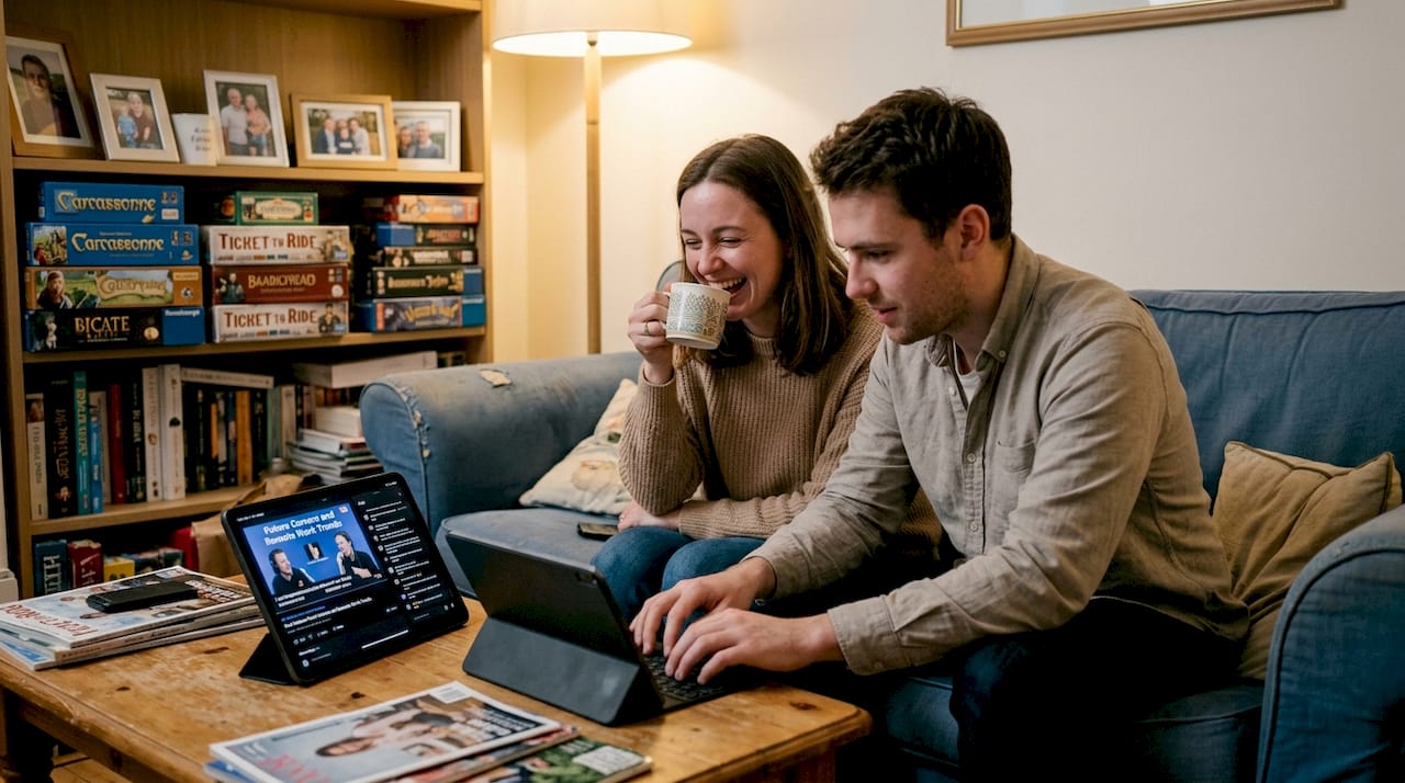 Friends chat watching live roulette stream