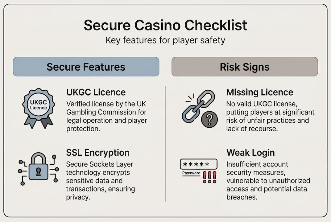 Infographic showing casino security checklist points