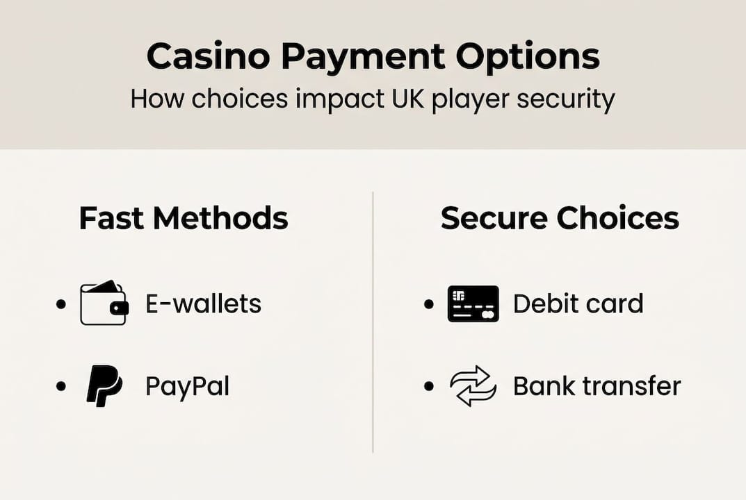 Infographic summarizing casino payment method types