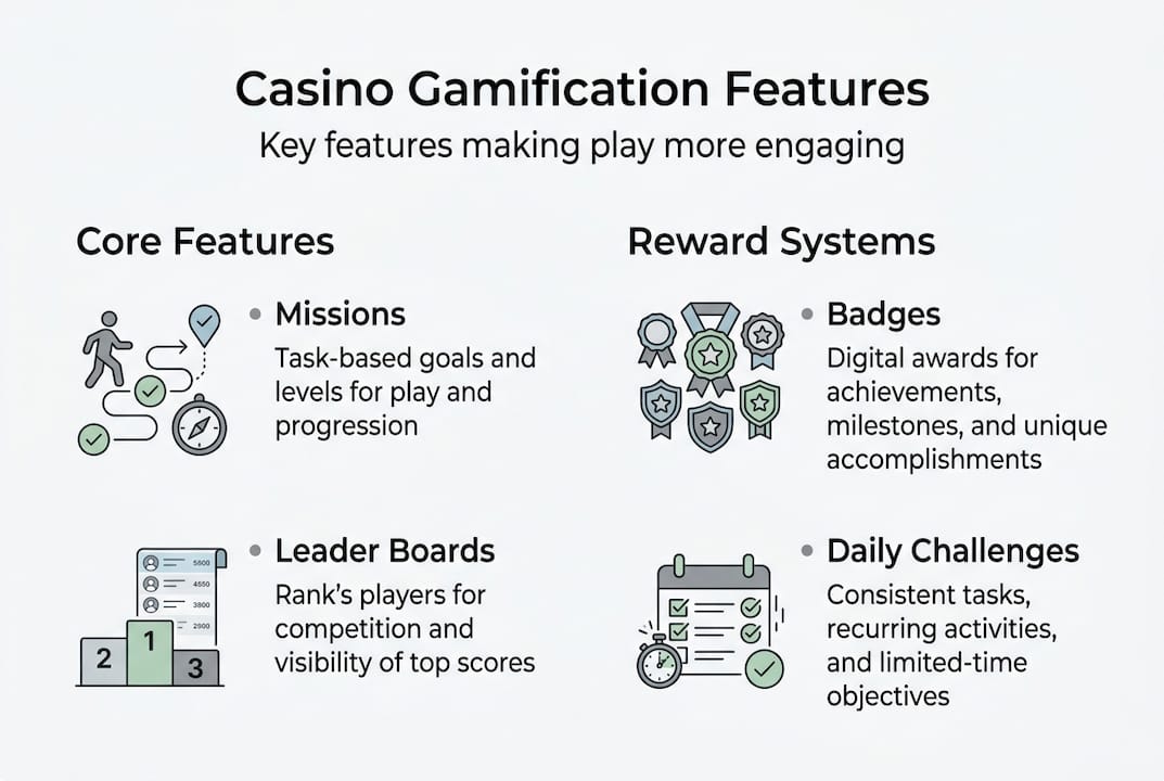 Infographic of top casino gamification features