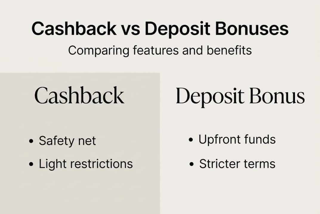 Infographic comparing cashback and deposit bonuses