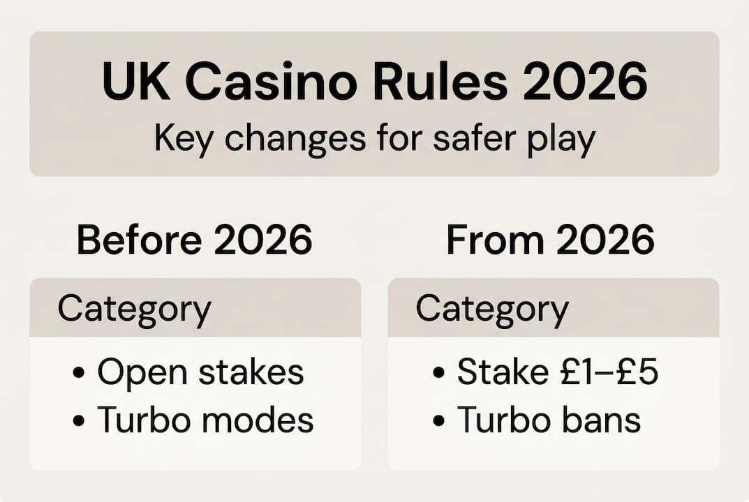 Infographic showing key UK casino rule changes