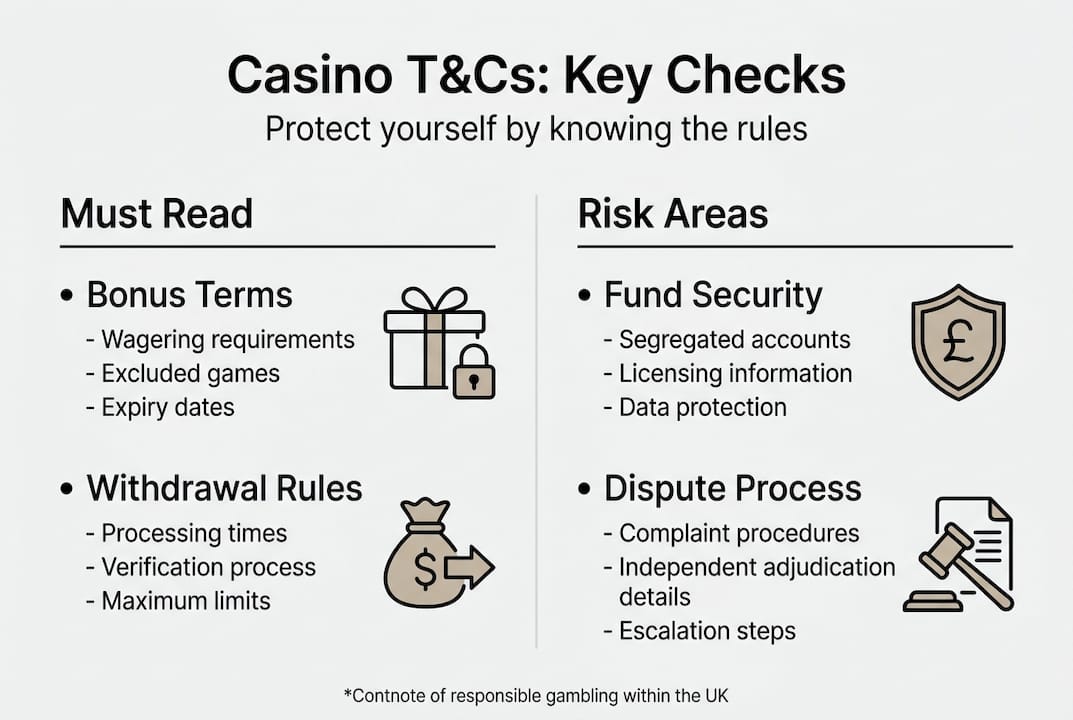 Infographic showing key casino terms and risks