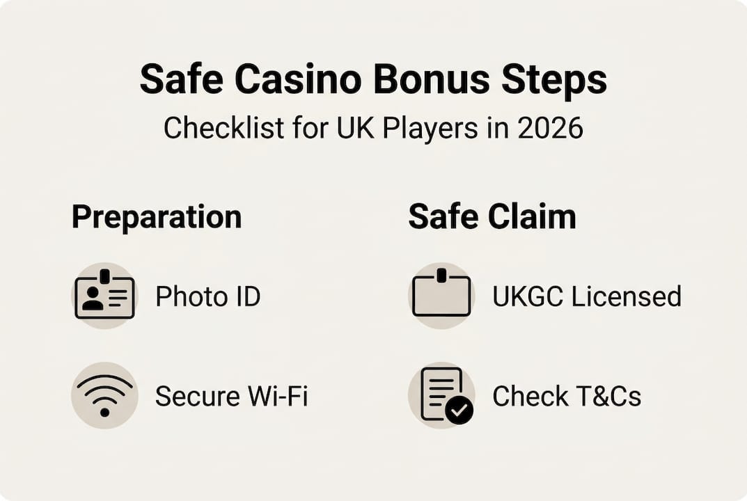 Infographic checklist for claiming casino bonuses safely
