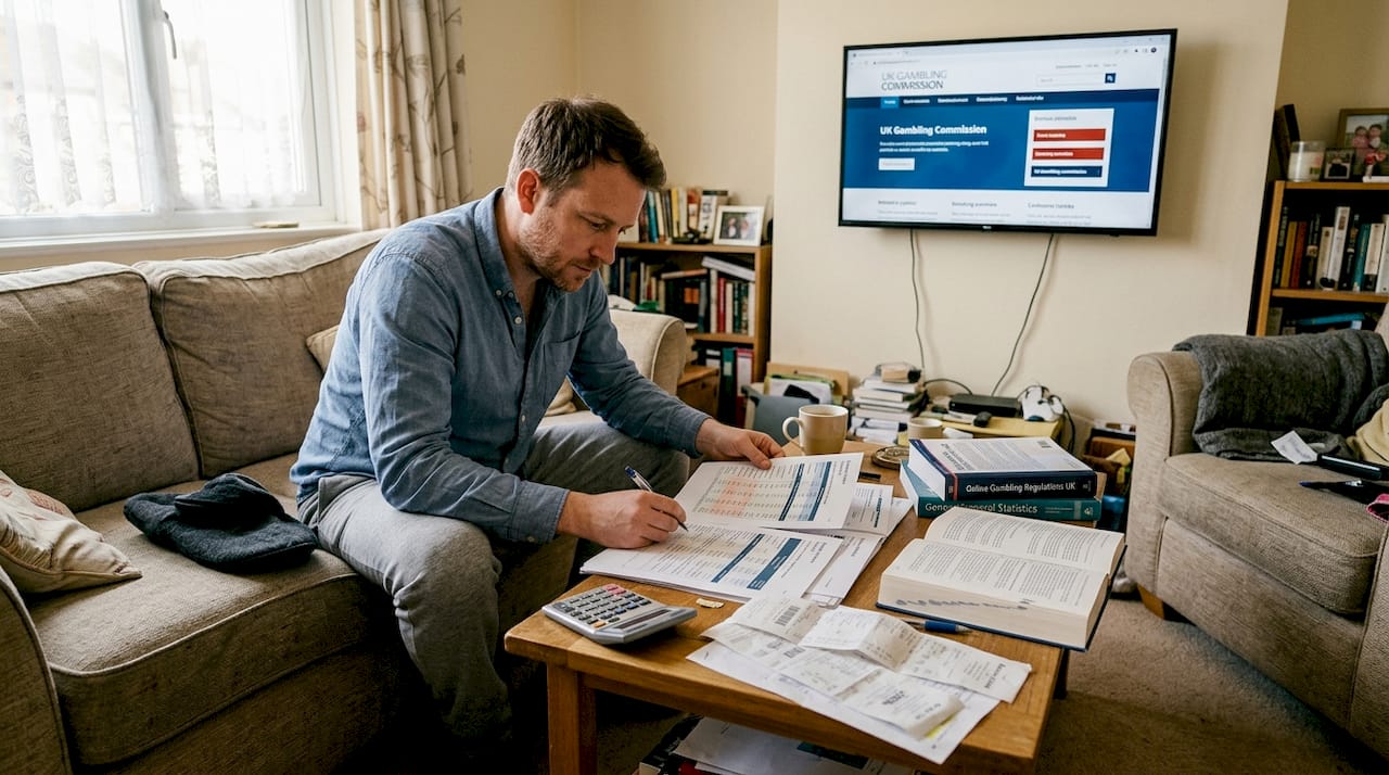 Man reviewing UK casino regulation table