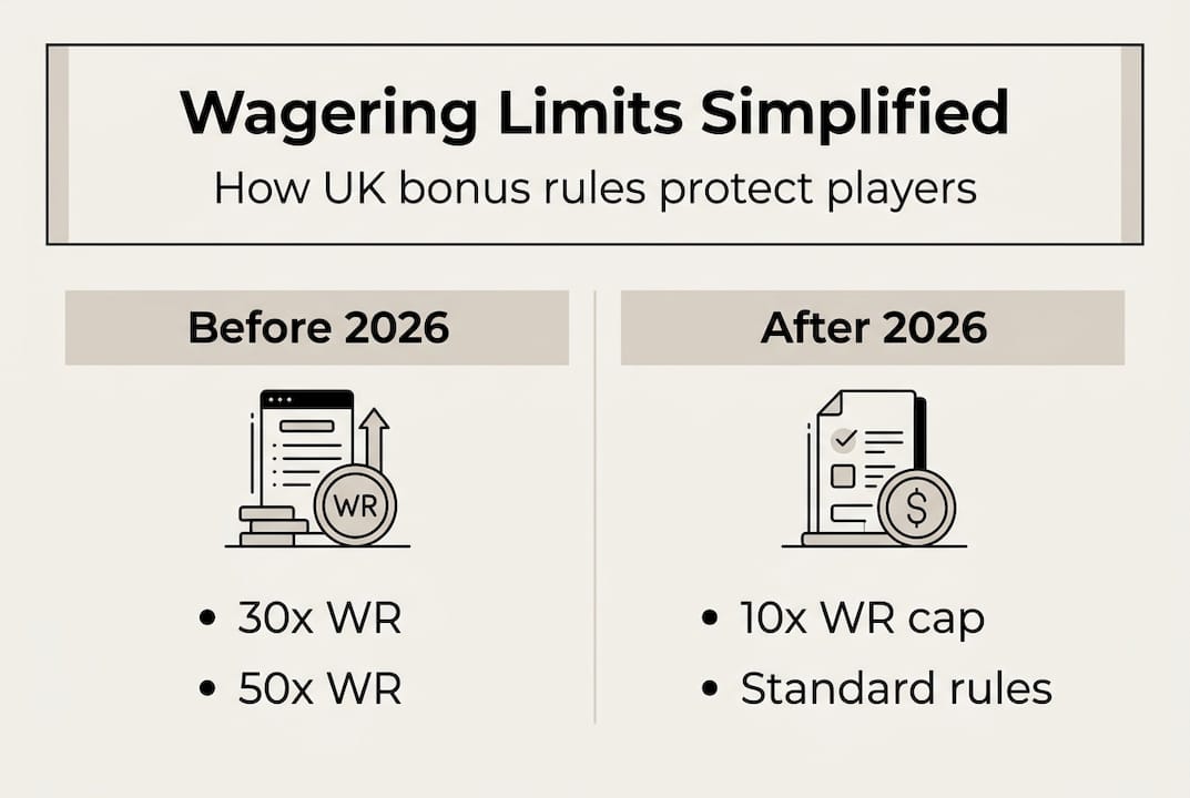 Infographic showing UK bonus wagering rule changes