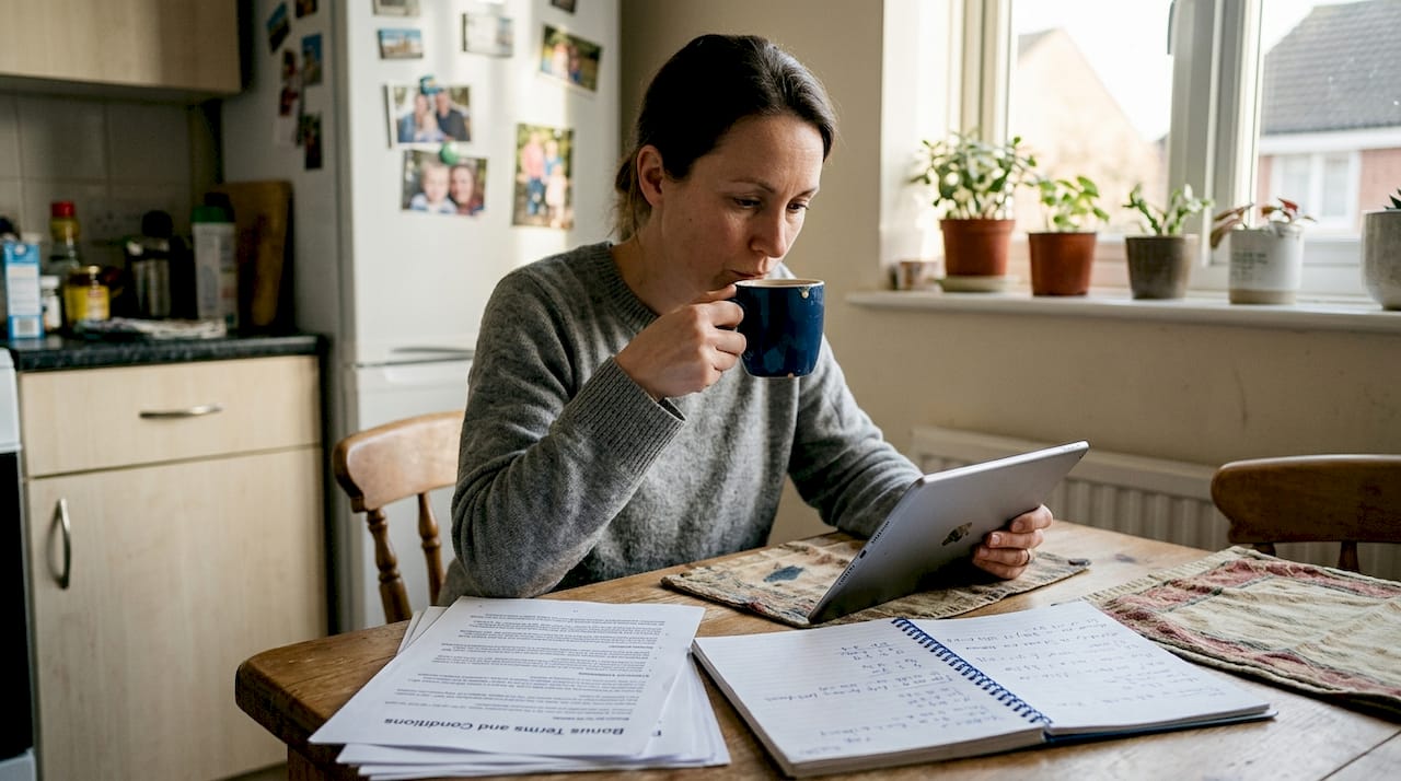 Person reviewing casino cashback bonus