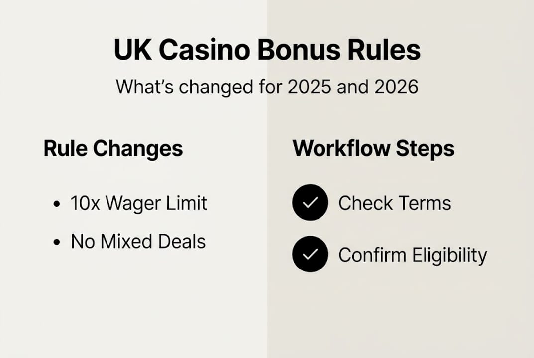Infographic showing UK casino bonus rules workflow