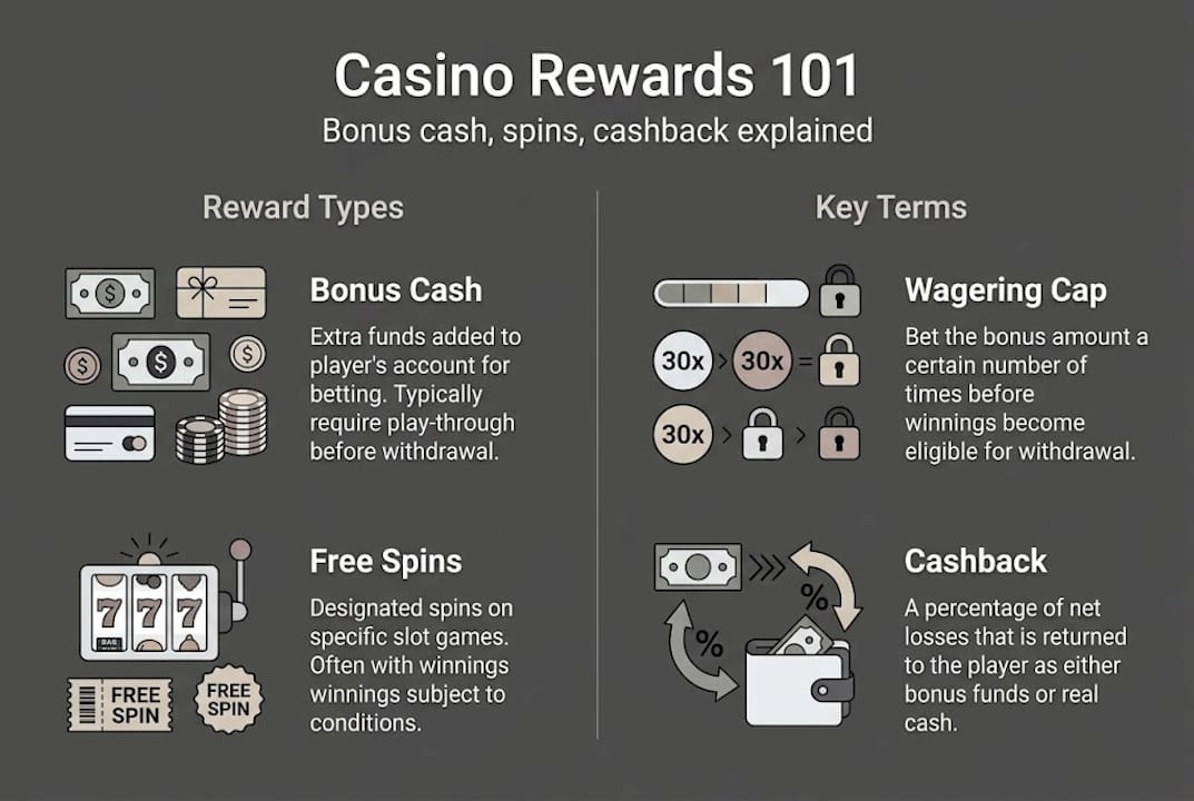 Infographic of in-game casino reward categories