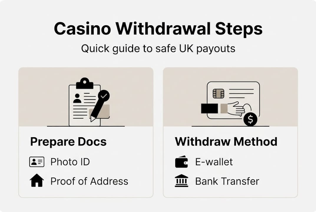 Infographic of fast safe casino withdrawal steps