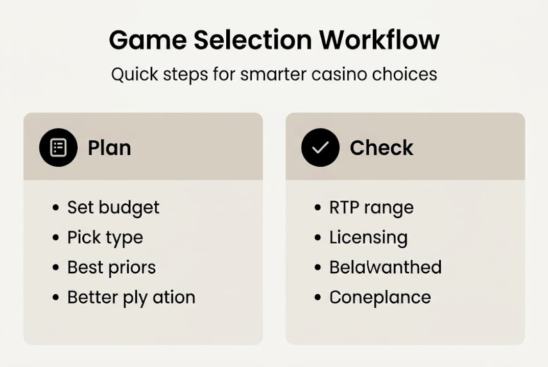 Infographic outlining casino game selection workflow