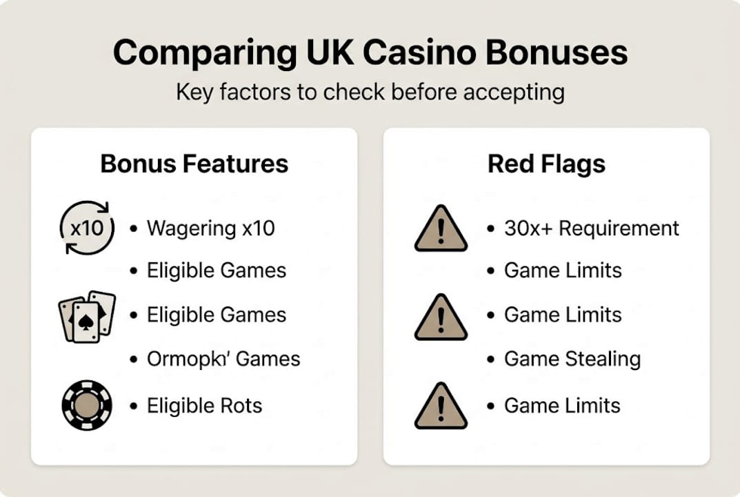 Infographic on comparing UK casino bonuses
