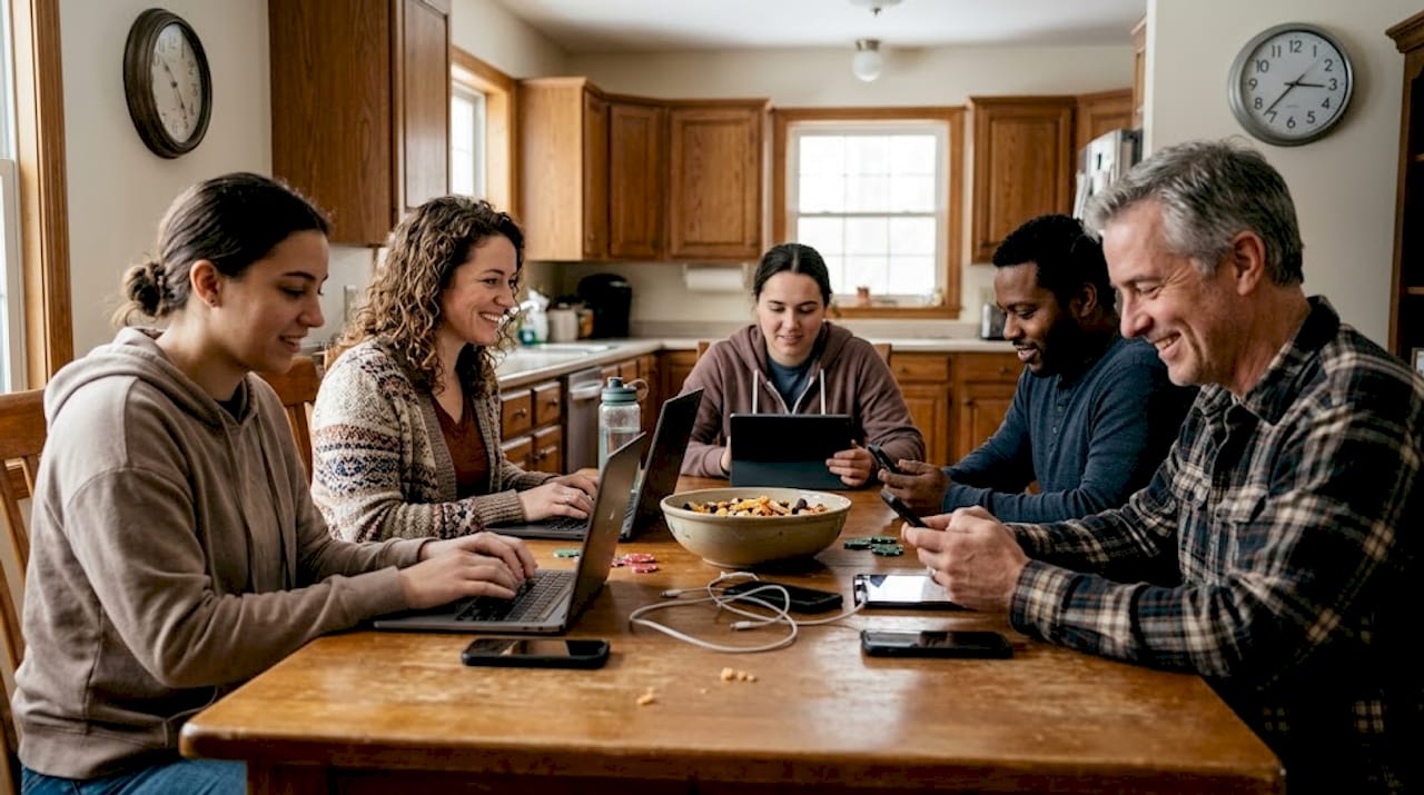 Personas conversando y divirtiéndose juntas mientras juegan en línea