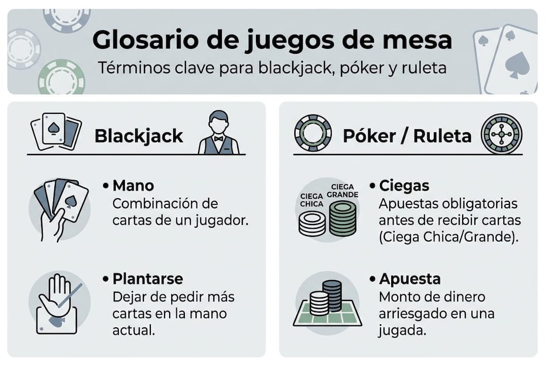Infografía: términos esenciales de los juegos de mesa en los casinos peruanos