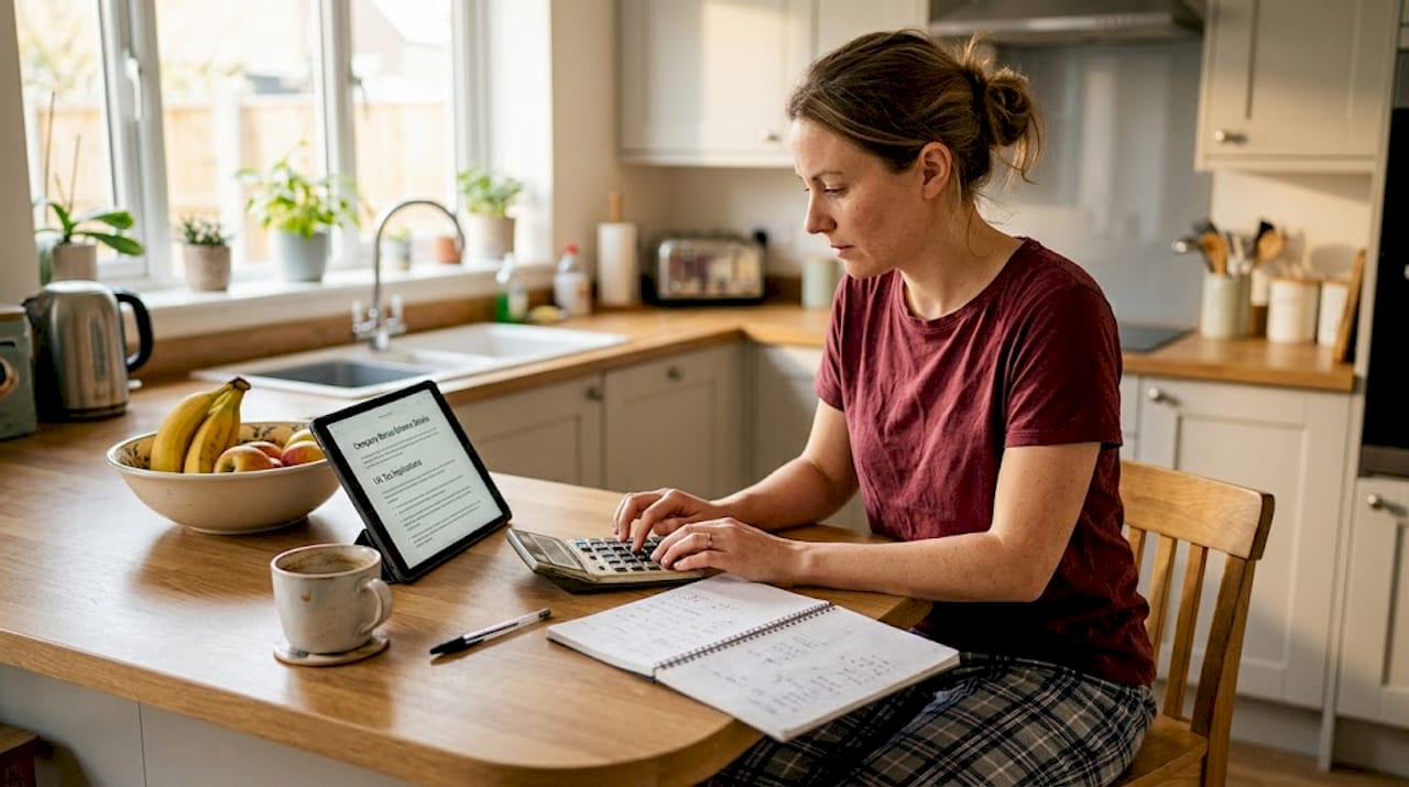 Woman calculating online casino bonus requirements