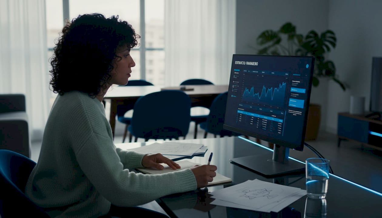 Una mujer revisa las transacciones y pagos realizados en un casino online para asegurarse de que todo esté en orden.