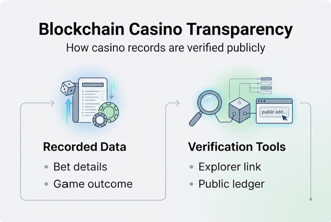 Infographic showing blockchain transparency in casinos