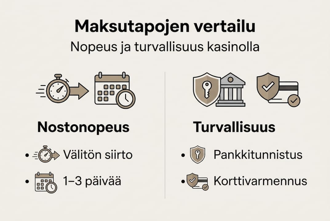 Kuvio, joka vertaa eri maksutapojen nopeutta ja turvallisuutta