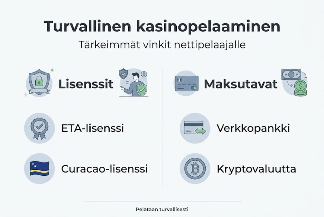 Infografiikka: Näin pelaat nettikasinolla turvallisesti – parhaat vinkit vastuulliseen pelaamiseen