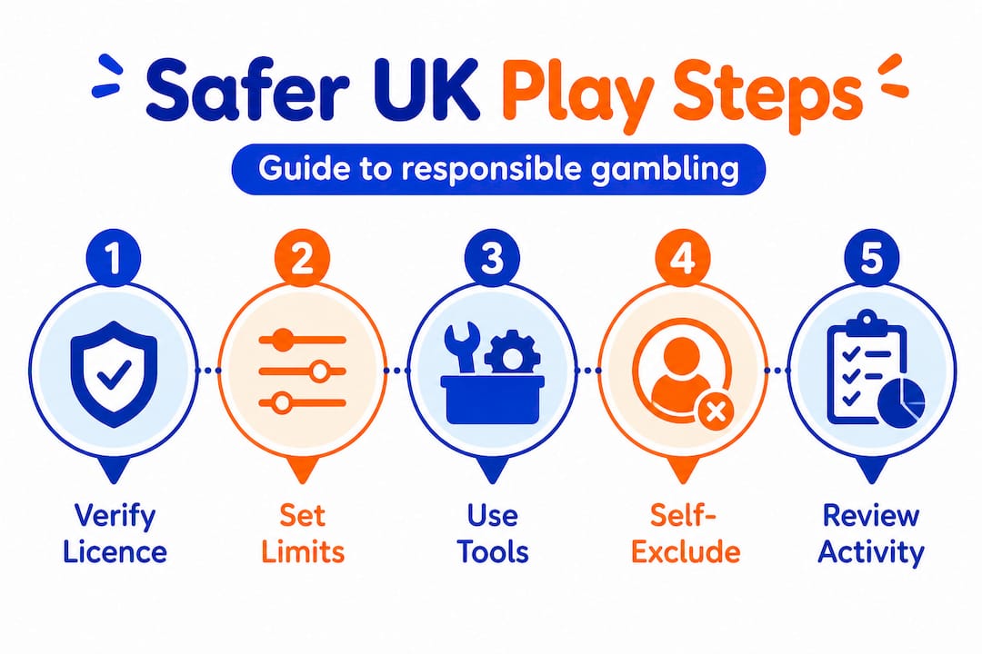 Vertical infographic of responsible gambling steps