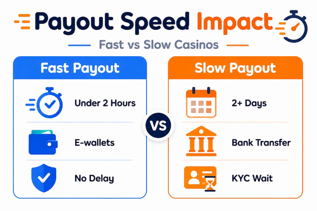 Infographic compares fast and slow payout casinos