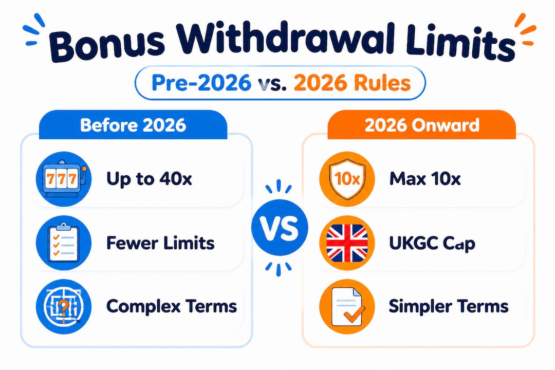 Infographic comparing 2026 and pre-2026 casino bonus rules