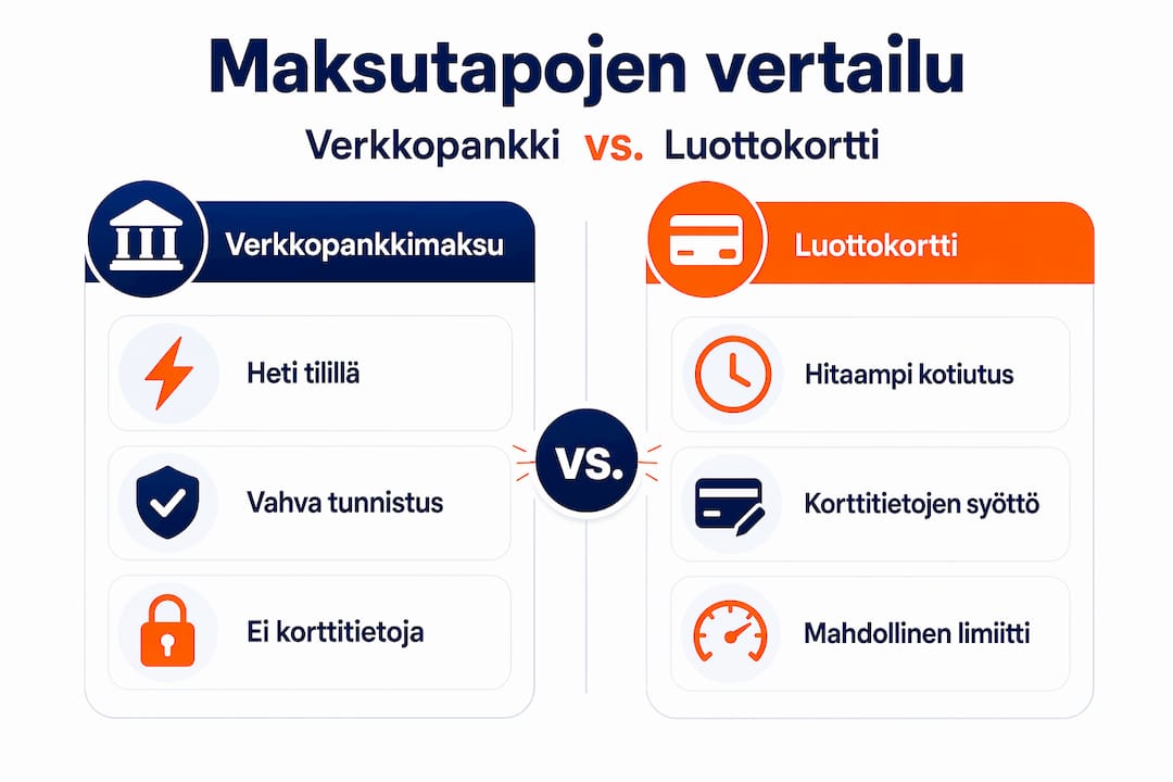 Kuvio: pankkimaksujen ja korttimaksujen vertailu
