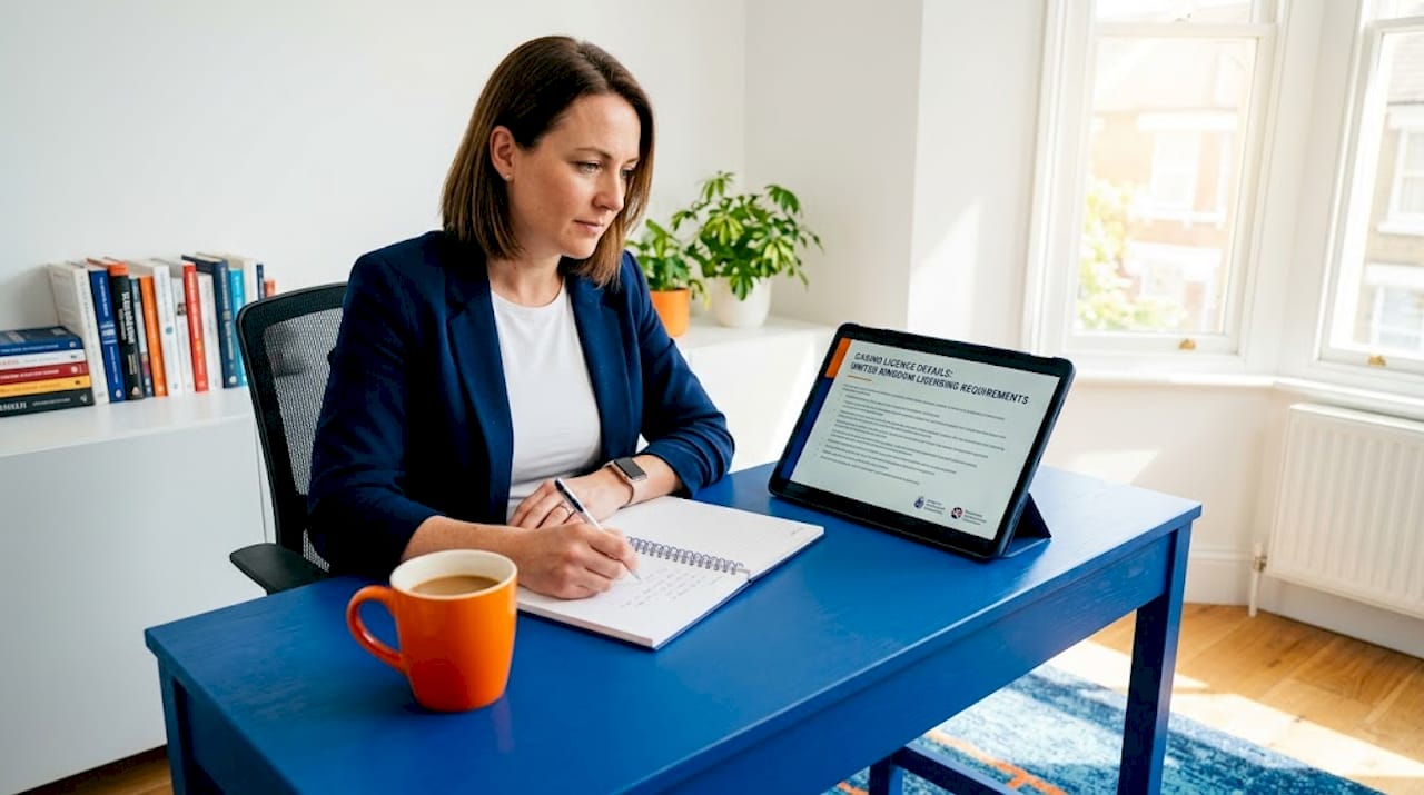Woman reviewing UKGC licence record