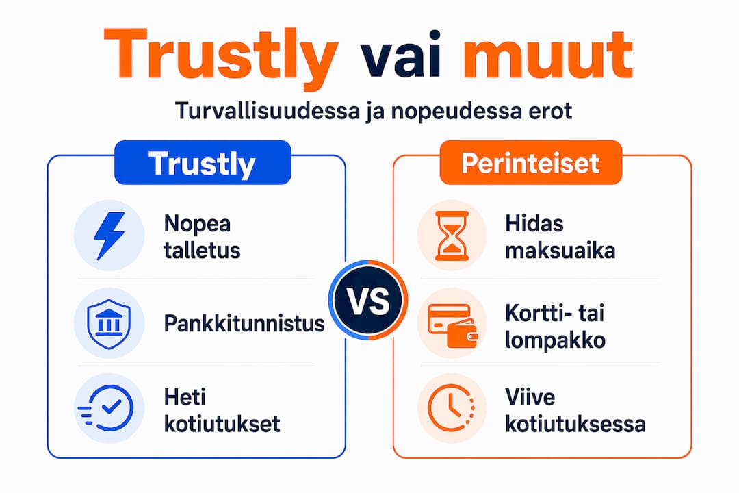 Kuvio: Trustlyn ja muiden maksuvaihtoehtojen vertailu