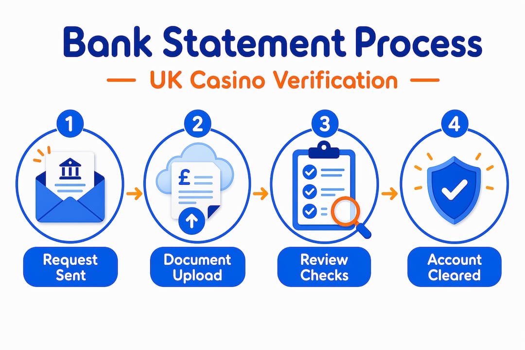 Infographic showing UK casino verification steps