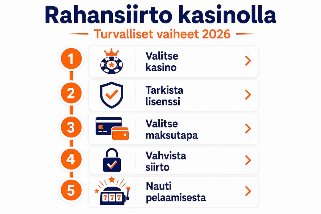 Kasinon rahansiirron vaiheet kuvina
