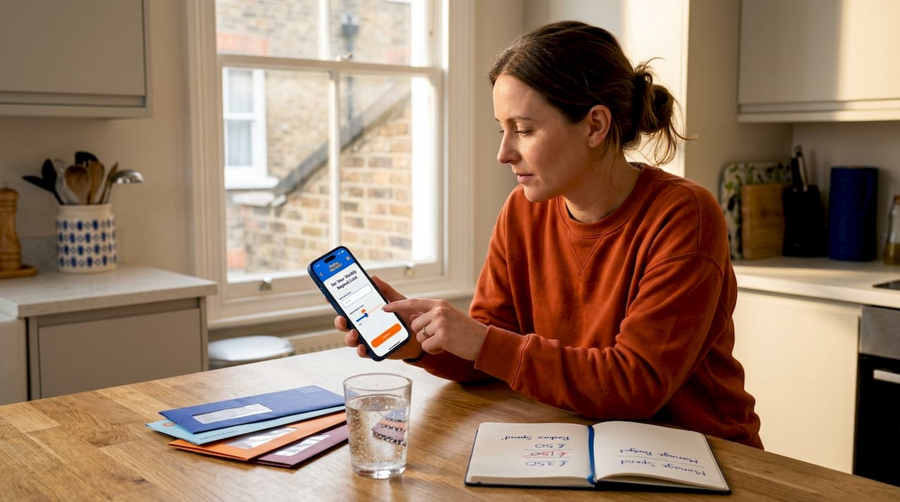 Woman setting deposit limits on mobile app