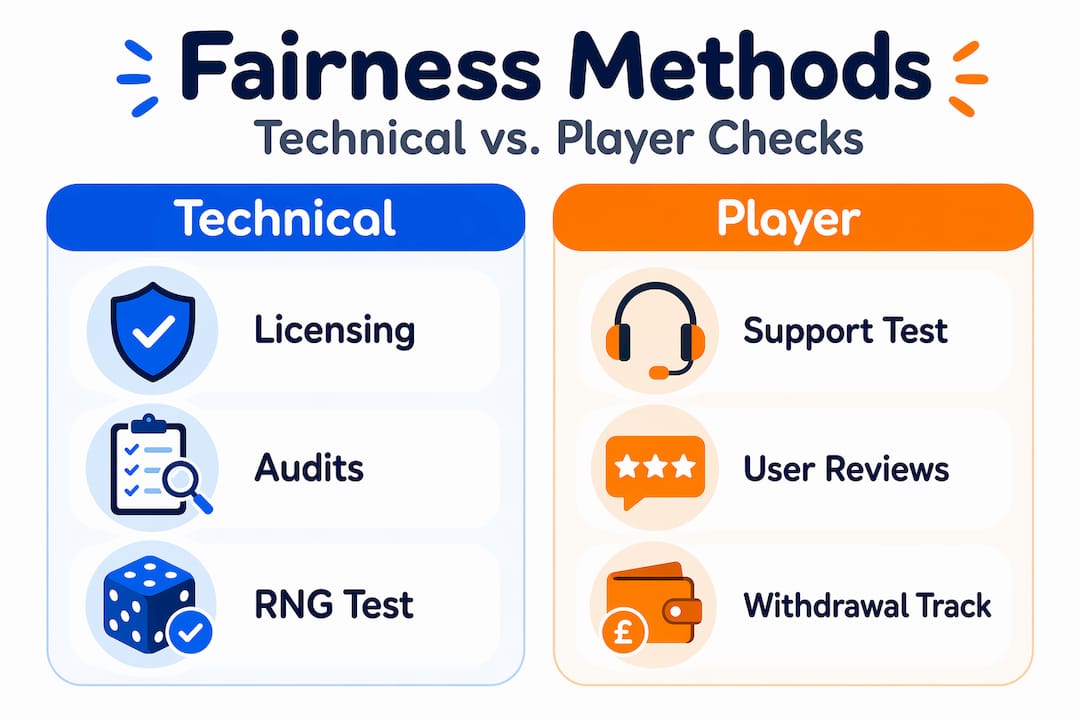 Infographic comparing casino fairness methods
