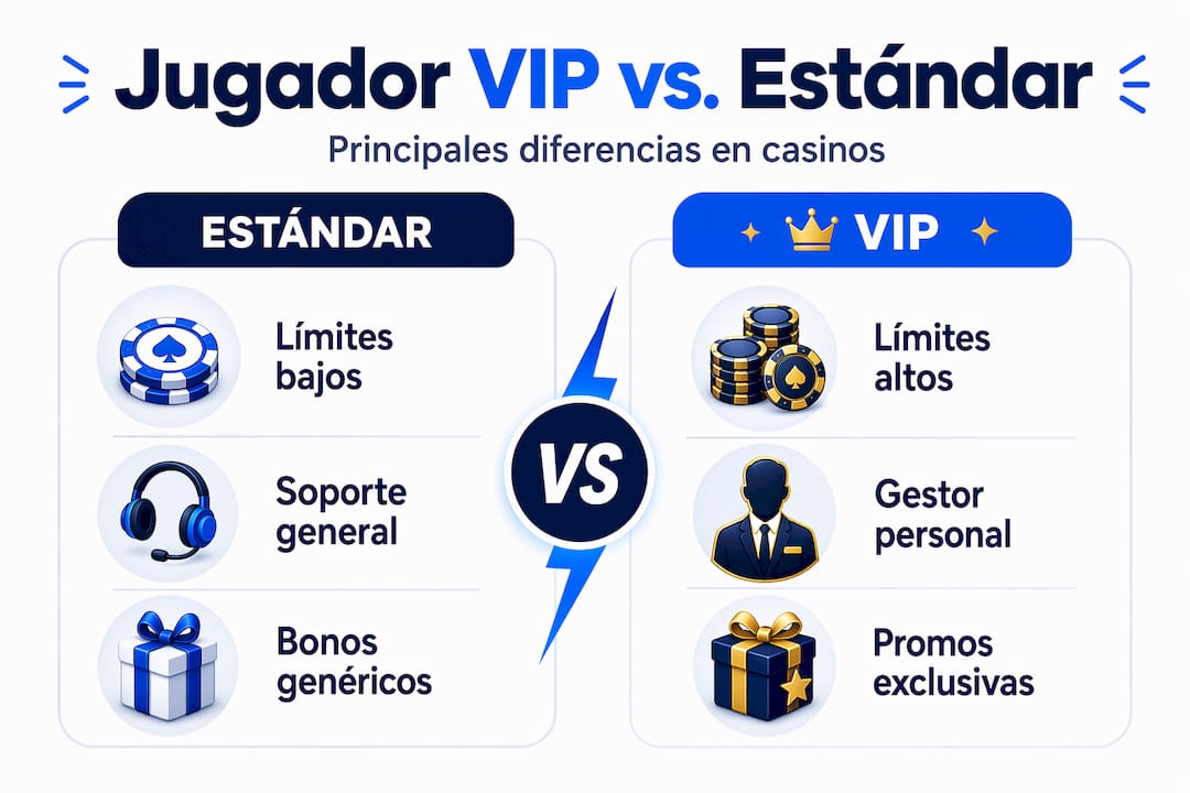 Infografía: diferencias entre un jugador habitual y un jugador VIP
