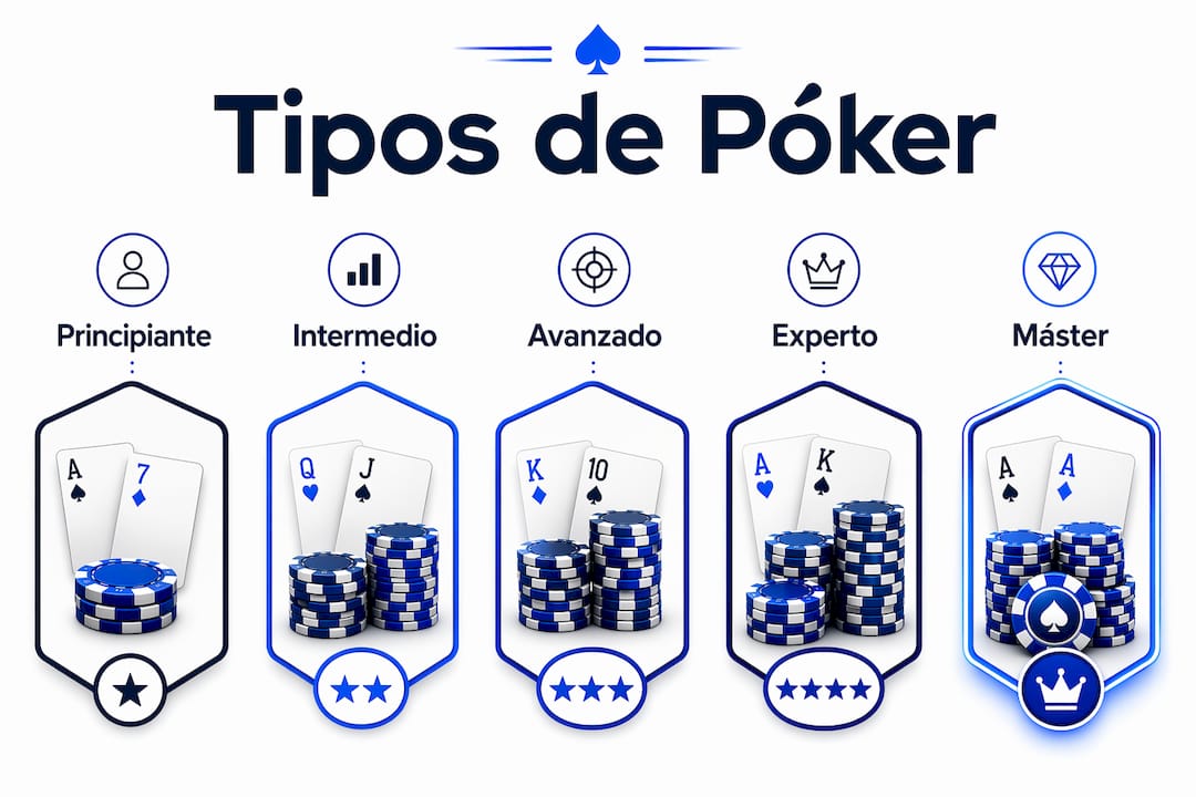 Infografía que compara la dificultad de los diferentes tipos de póker