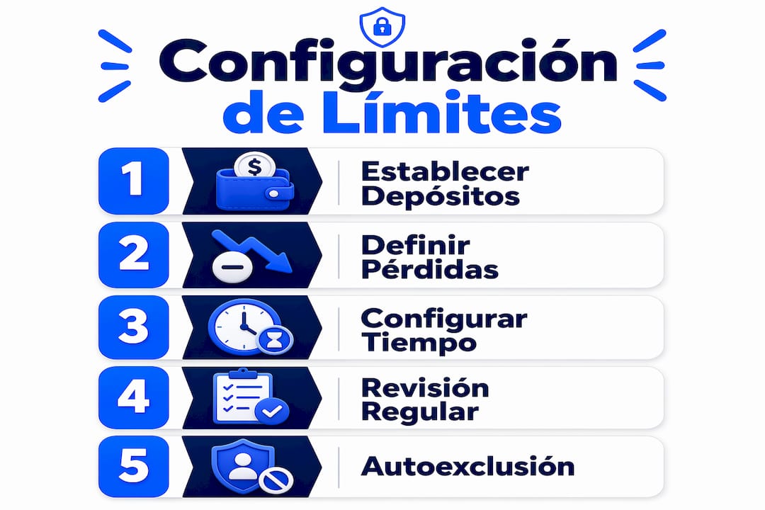 Infografía con los pasos esenciales para establecer límites en tus apuestas