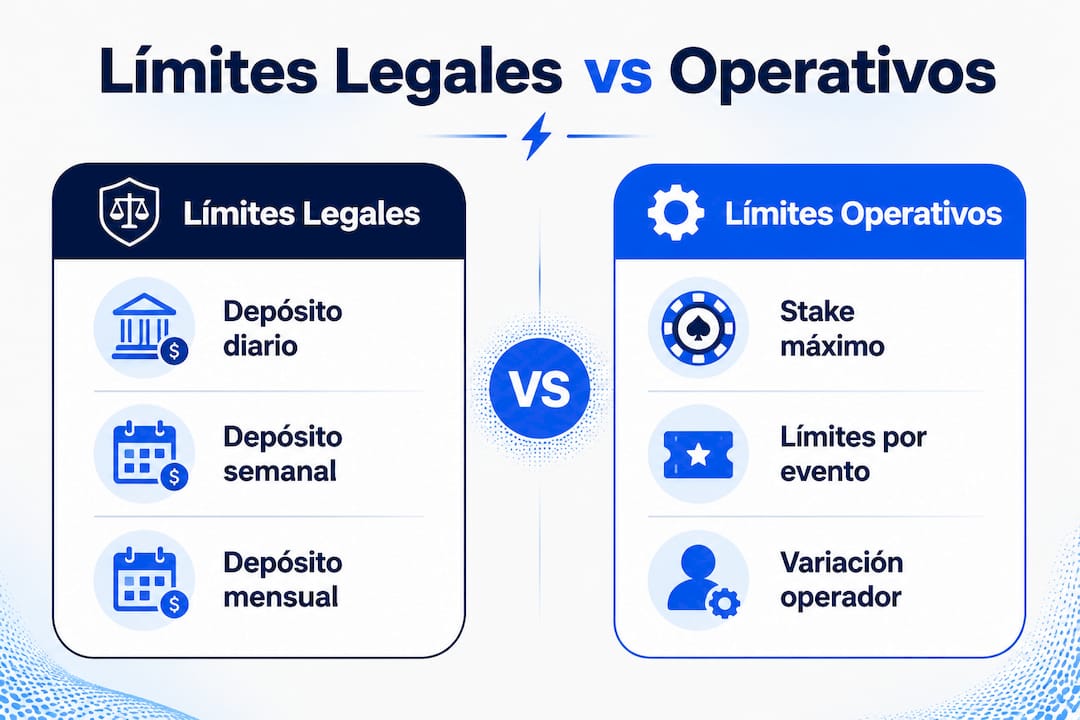 Infografía que muestra las diferencias entre los límites legales y los límites prácticos a la hora de apostar