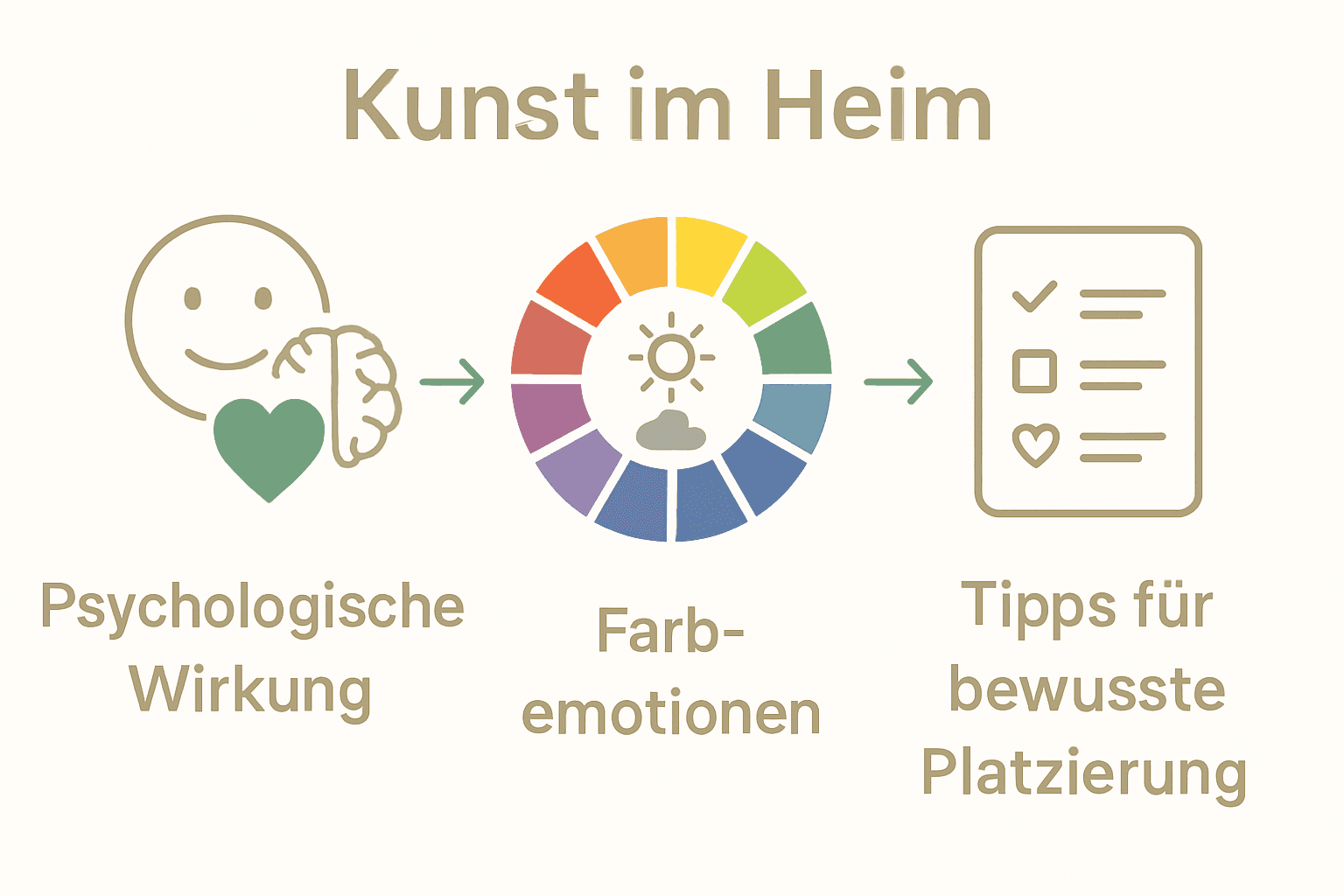 Infografik: psychische Wirkung, Farbsymbolik und Platzierungstipps von Kunst im Zuhause