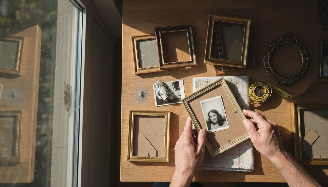 Detailed view of picture frames in different sizes and designs